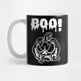 Terrifying Pumpkin with a Startling 'BOO': A Spine-Chilling Surprise Mug
